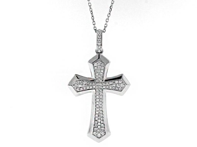 Pave Set Diamond Cross in 18kt White Gold