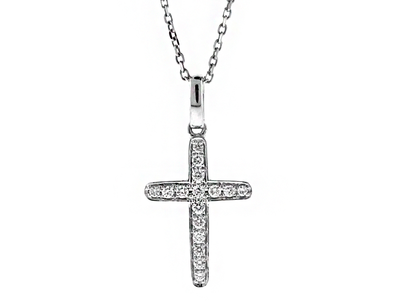 Diamond Cross in 18kt White Gold