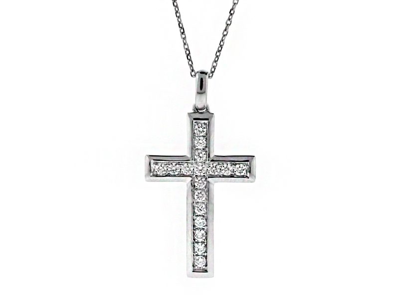 Diamond Cross in 18kt White Gold