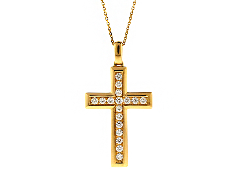 Diamond Cross in 18kt Yellow Gold