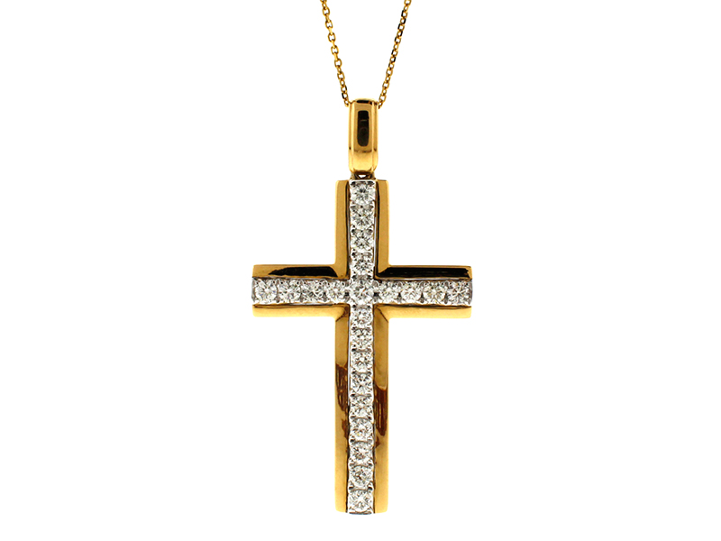 Diamond Cross in 18kt Yellow Gold
