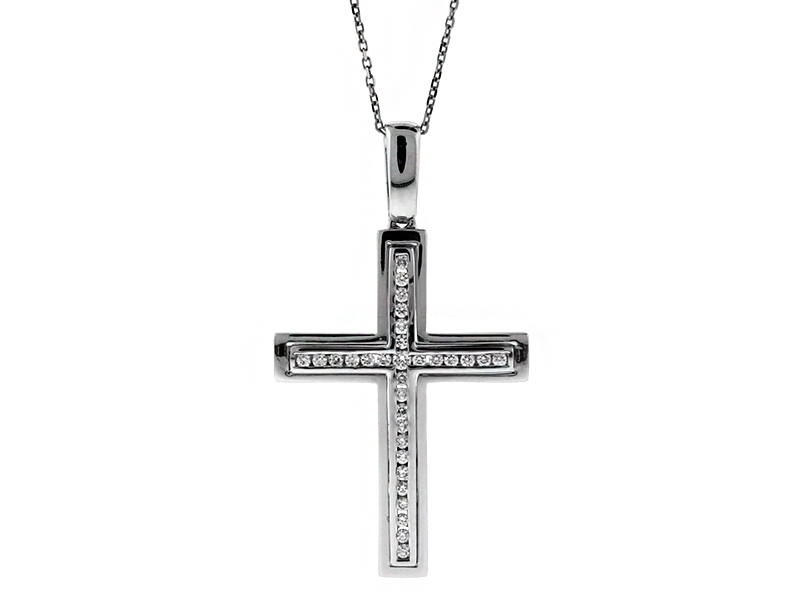 Diamond Cross in 18kt White Gold