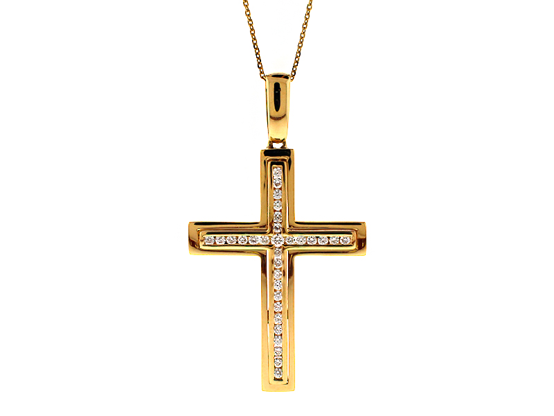 Diamond Cross in 18kt Yellow Gold
