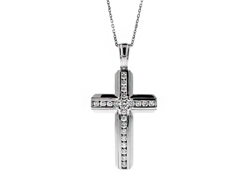 Diamond Cross in 18kt White Gold