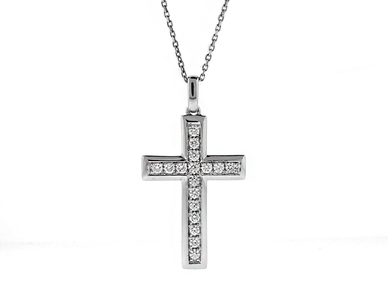 Diamond Cross in 18kt White Gold