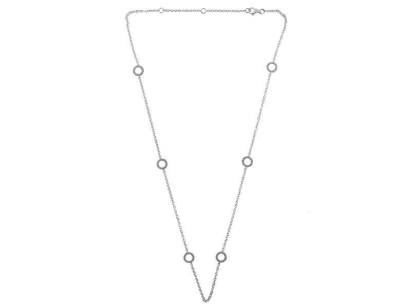 Diamond Open Circles on Chain Necklace in 18kt White Gold