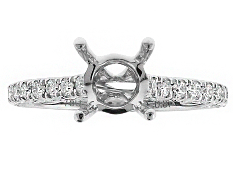 U Prong Shank Scallop Side Design with Milgrain Diamond Engagement Ring Semi Mount