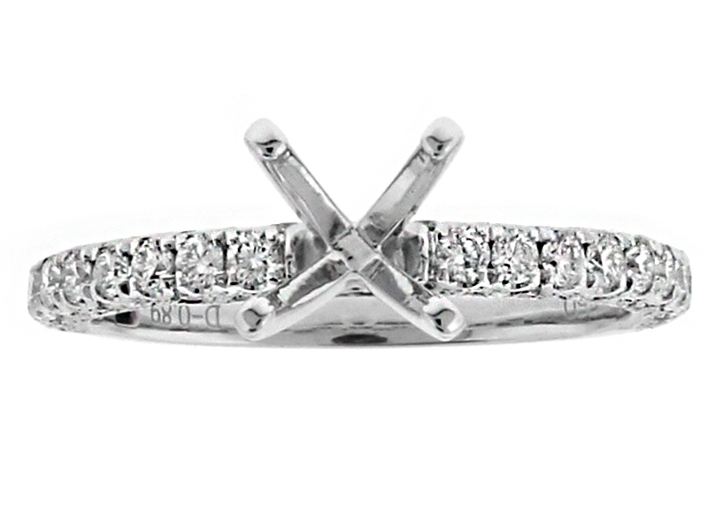 U Prong Shank Scallop Side Design with Milgrain Diamond Engagement Ring Semi Mount