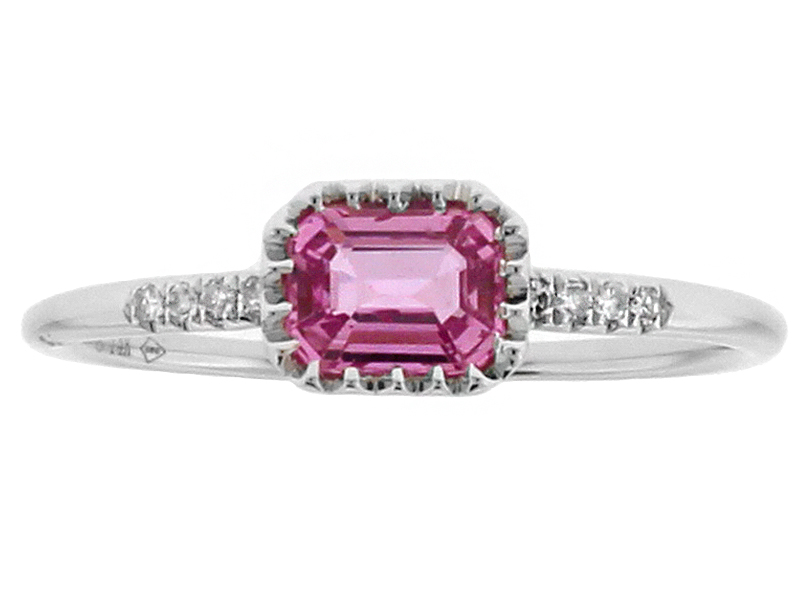 Pink Sapphire Ring With Diamond Accents in 14kt White Gold