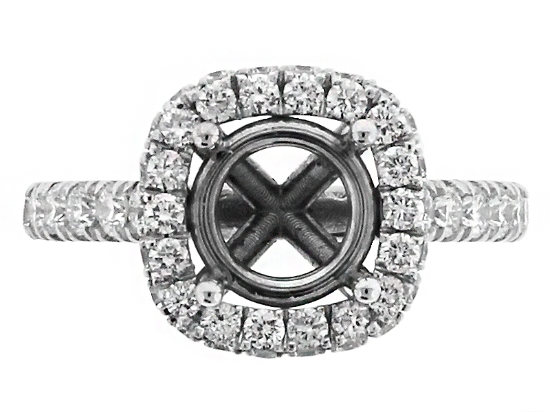 Square Halo Engagement Ring with Diamonds in 18k White Gold