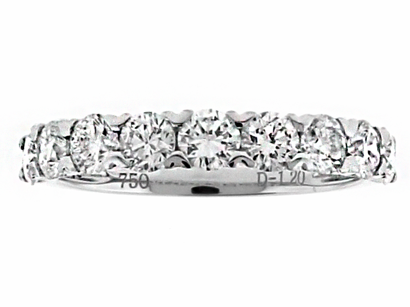 9 Stone Single Row Diamond Ring in 18kt White Gold