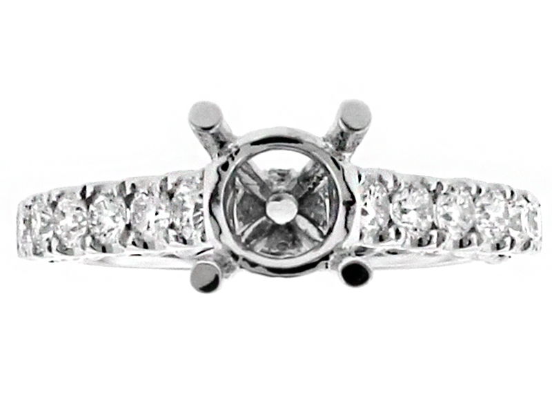 Single Row Diamond with Rope Design on Side View Engagement Ring Semi Mount 18kt White Gold