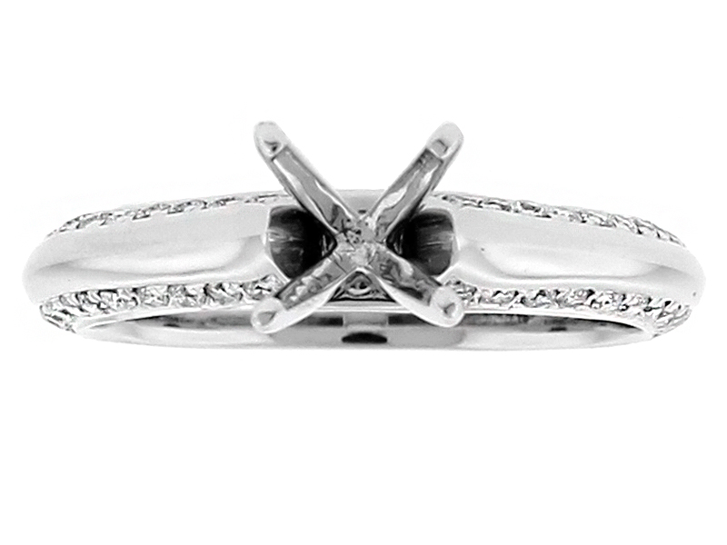 Knife Edge Shank Bordered with Diamonds Semi Mount Engagement Ring in 18kt White Gold