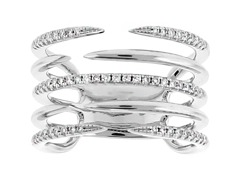 Open Point 5 Row Diamond Ring in 18kt White Gold
