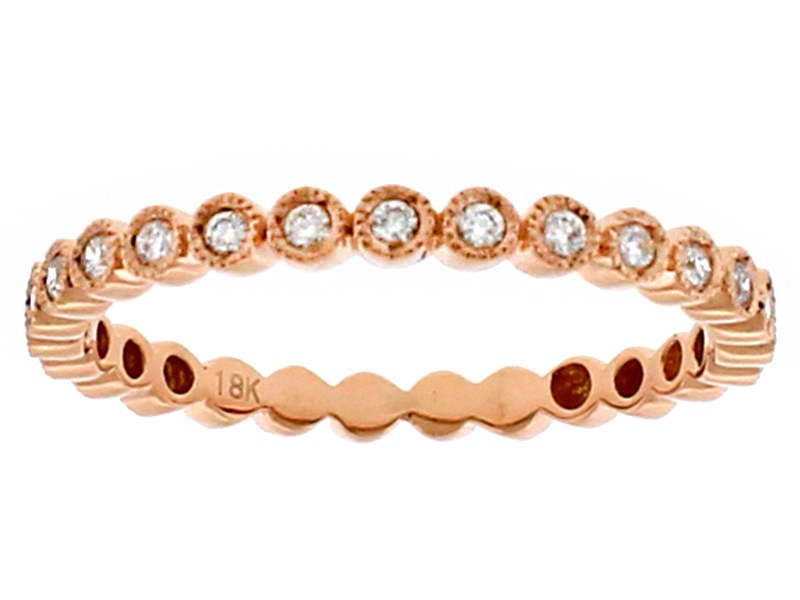 Stackable 18kt Rose Gold Ladies Bezel Set Diamond Ring