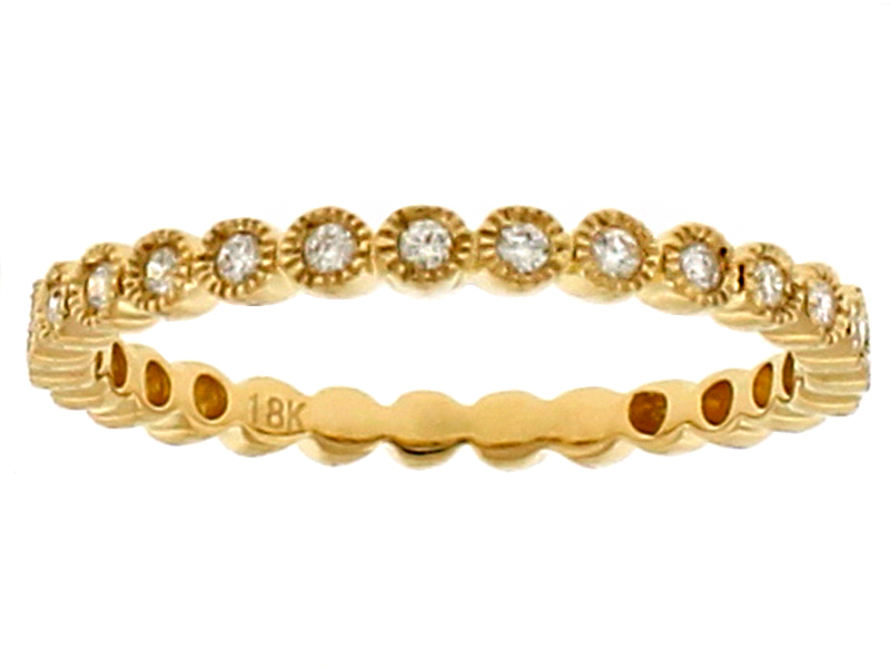 Stackable 18kt Yellow Gold Ladies Bezel Set Diamond Ring