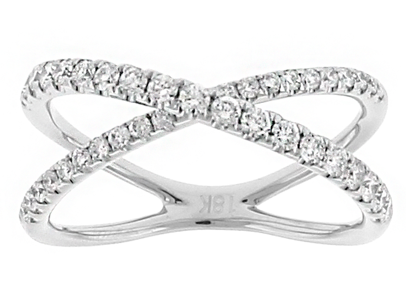 8.2mm Wide Diamond X Ring in 18kt White Gold