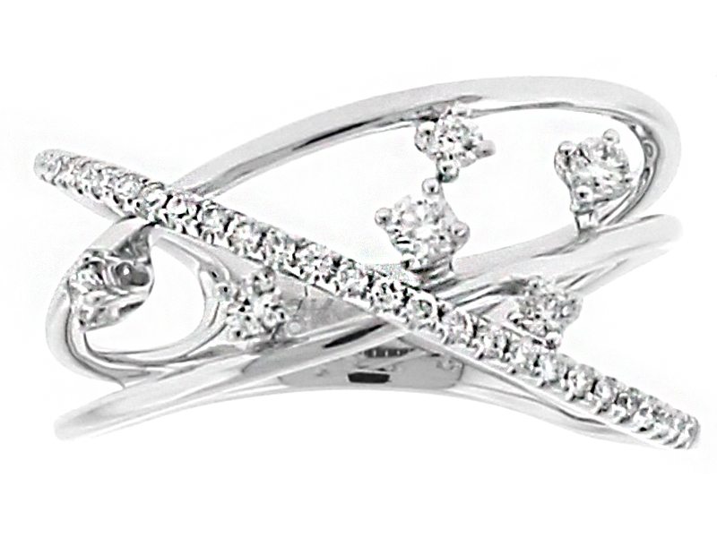 Crossover Ladies Diamond Ring in 18kt White Gold