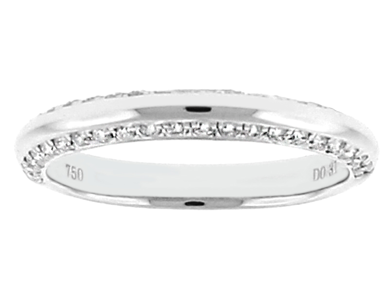 Knife Edge Design 2.9mm Wide Diamond Wedding Band in 18kt White Gold