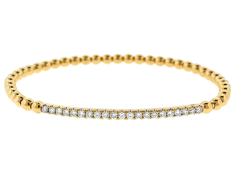 Handmade Flexible Diamond Bangle in 18kt Yellow Gold