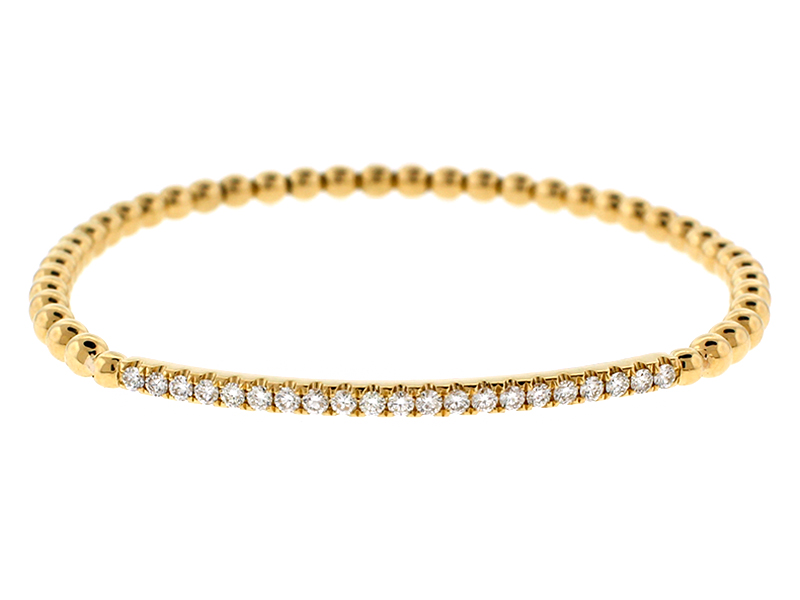Handmade Flexible Diamond Bangle in 18kt Yellow Gold