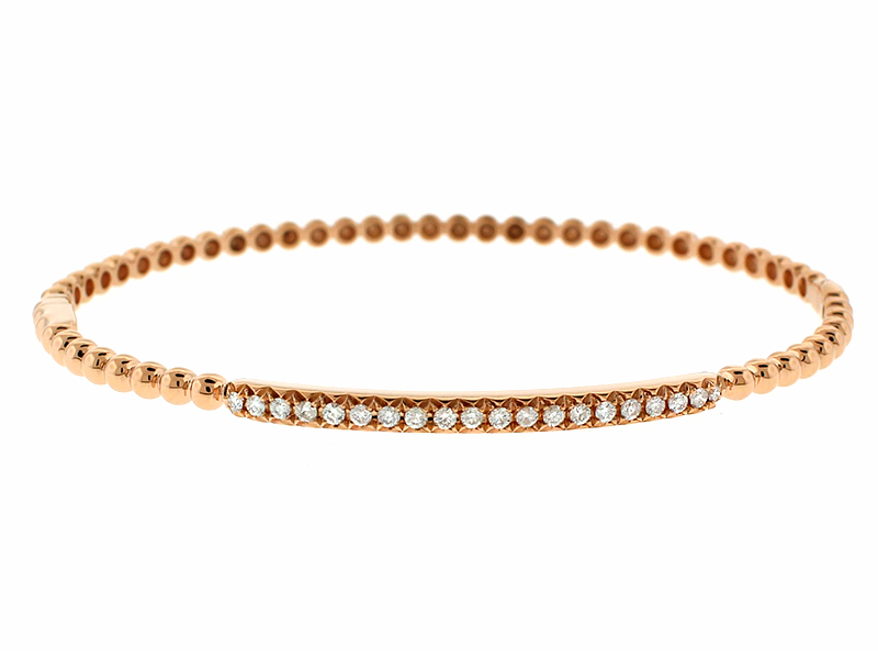 Ball and Bar Design Diamond Bangle in 18kt Rose Gold