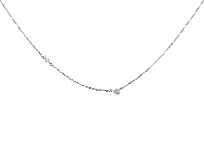 Three Stone Solitaire Necklace in 18kt White Gold