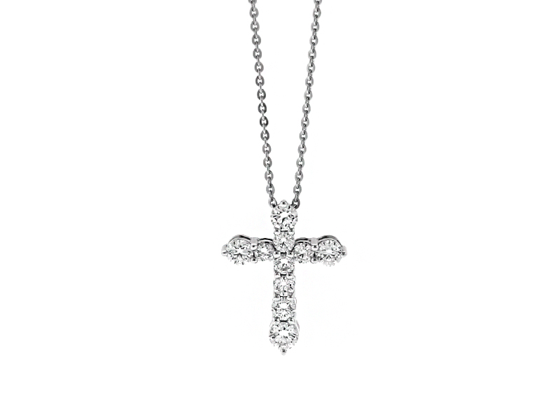10 Stone 1.01 TCW Diamond Cross in 18kt White Gold