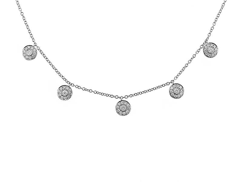Ladies 18k White Gold Necklace with Diamonds Circles