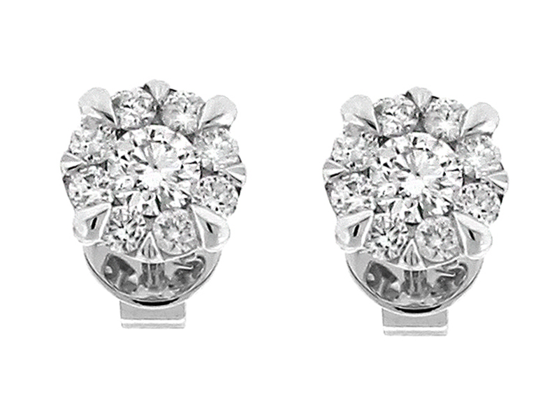 Round Stud Earrings with Diamonds in 18k White Gold