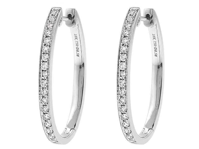 Diamond Hoop Earrings in 18k White Gold
