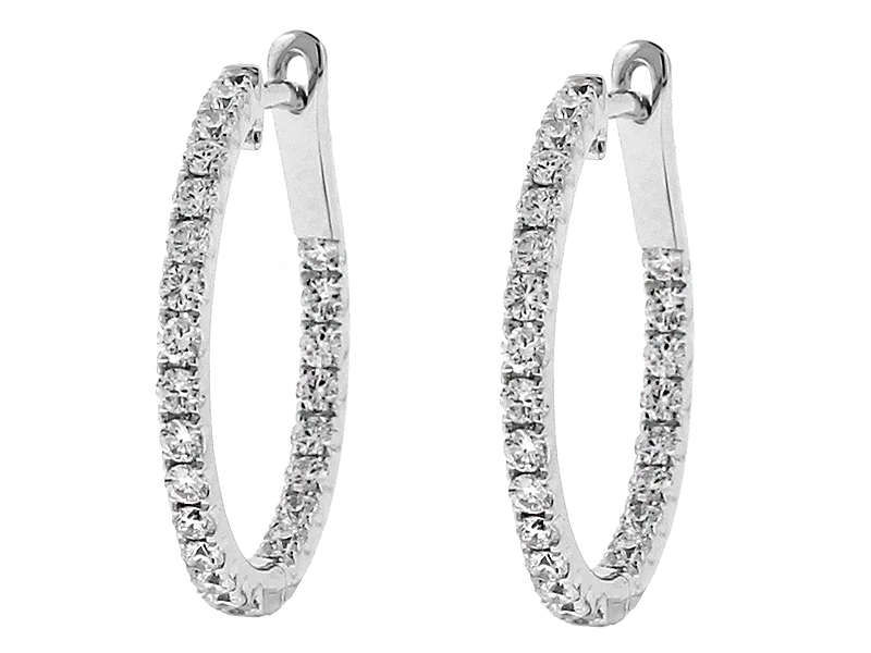 Inside/Outside Diamond Hoop Earrings in 18k White Gold
