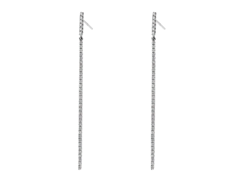 Dangling Stiletto Earrings with Diamonds in 18k White Gold