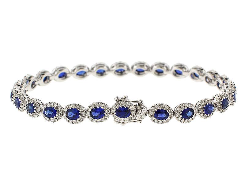 Sapphire and Diamond Tennis Bracelet in 18k White Gold