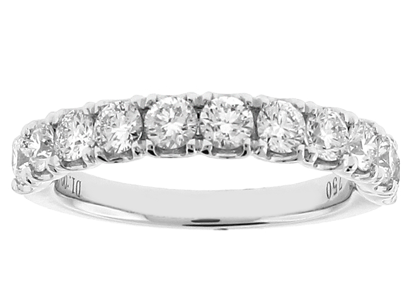 Single Row Wedding / Anniversary Band with Diamonds in 18k White Gold