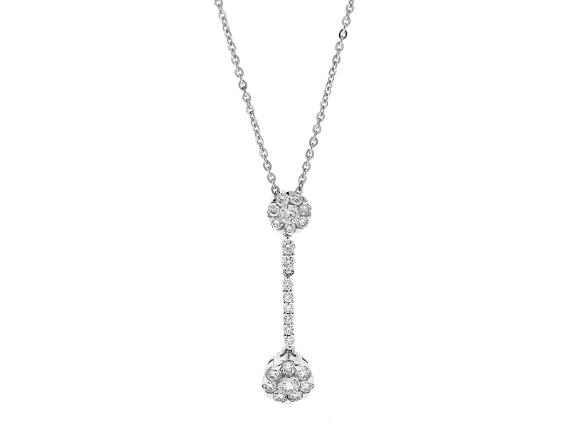 Dangling Diamond Pendant in 18k White Gold