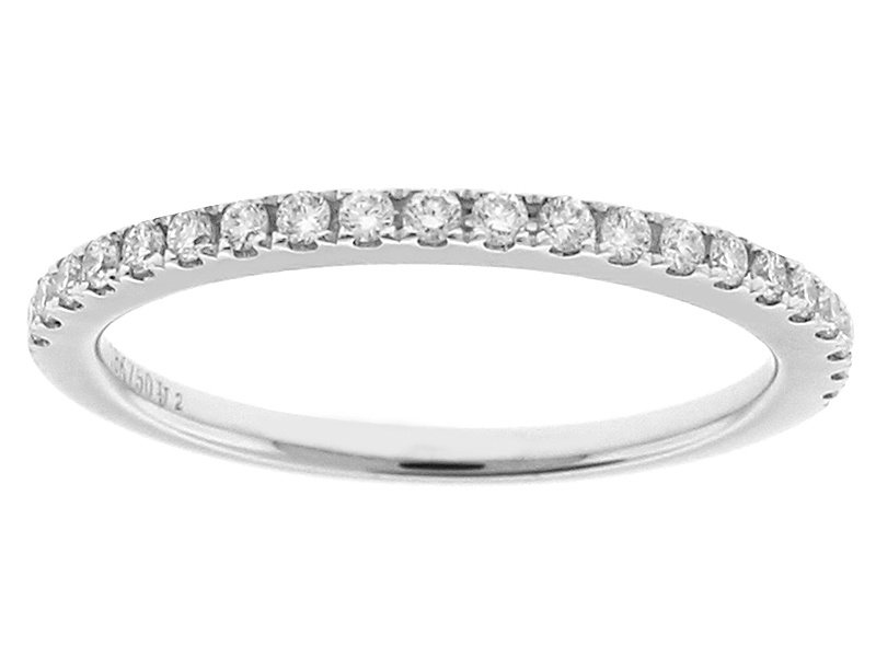Single Row Wedding / Anniversary Band with Diamonds in 18k White Gold