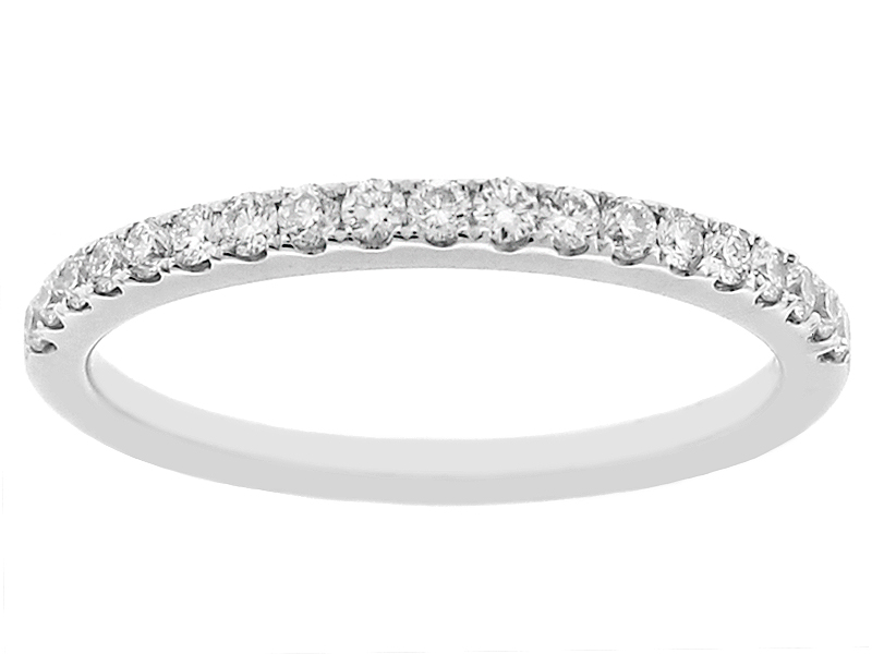 Single Row Wedding / Anniversary Band with Diamonds in 18k White Gold