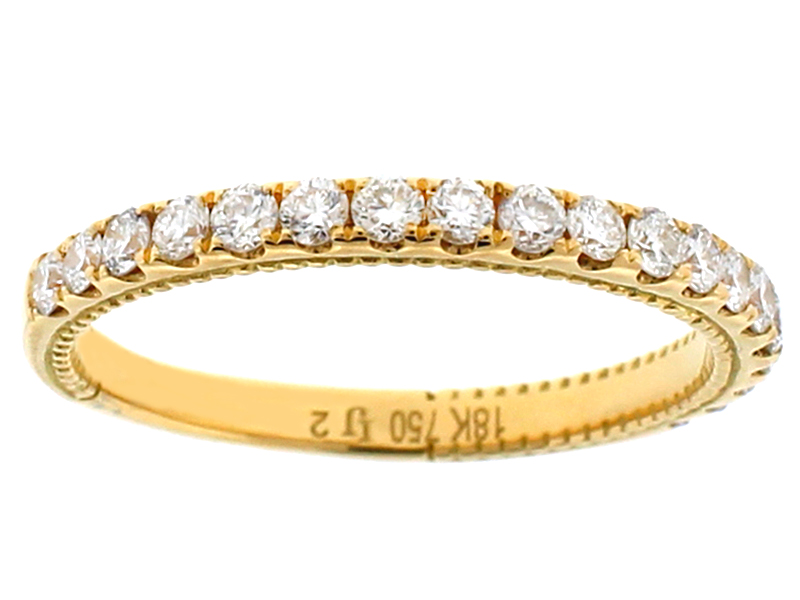 Single Row Wedding / Anniversary Band with Diamonds in 18k Yellow Gold
