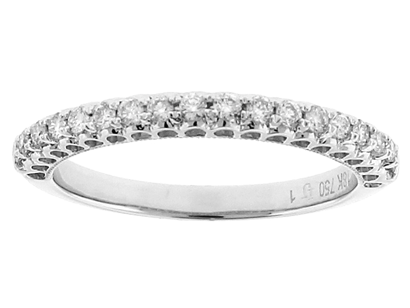 Single Row Wedding / Anniversary Band with Openwork Design and Diamonds in 18k White Gold