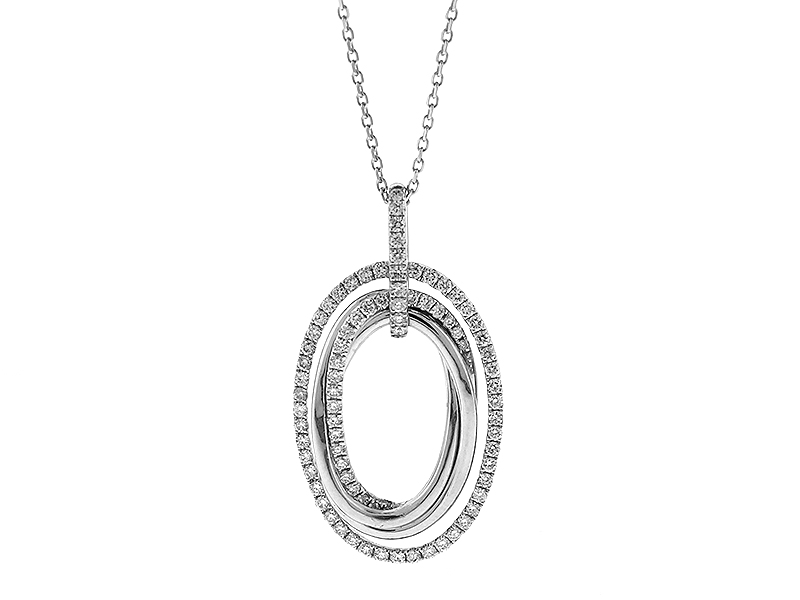 Oval Pendant with an Interlocking Design of Diamonds and 18k White Gold