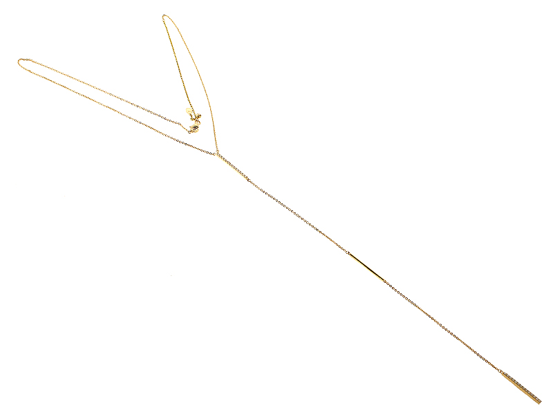 Long Y Necklace with Bar Design of Diamonds in 18k Yellow Gold