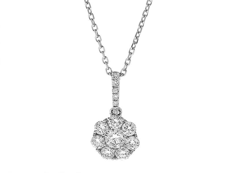 Dangling Diamond Pendant in 18k White Gold