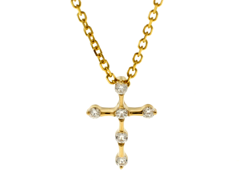 Cross Pendant with Channel Set Diamonds in 14k Yellow Gold