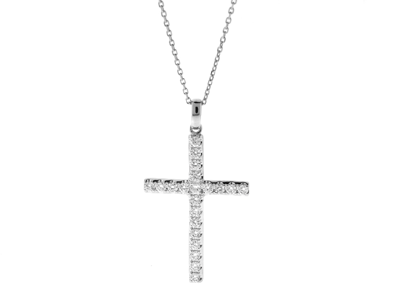 Cross Pendant with Diamonds in 14k White Gold
