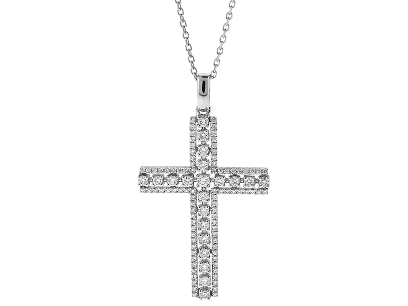 Cross Pendant with Diamonds in 14k White Gold