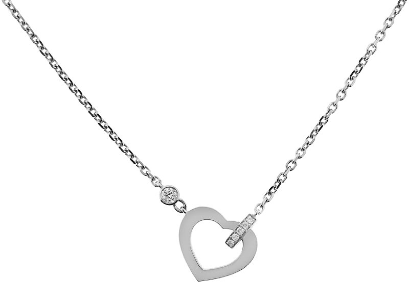 Interlocked Heart Necklace with Diamonds in 18k White Gold