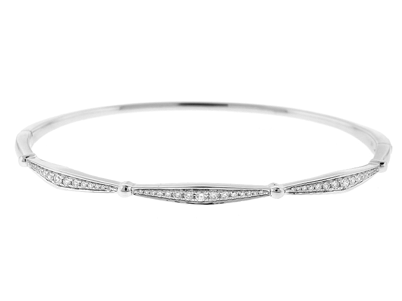 14k White Gold Bangle with Graduating Diamonds
