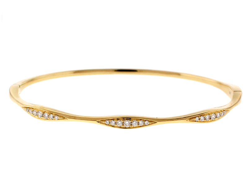 14k Yellow Gold Bangle with Graduating Diamonds