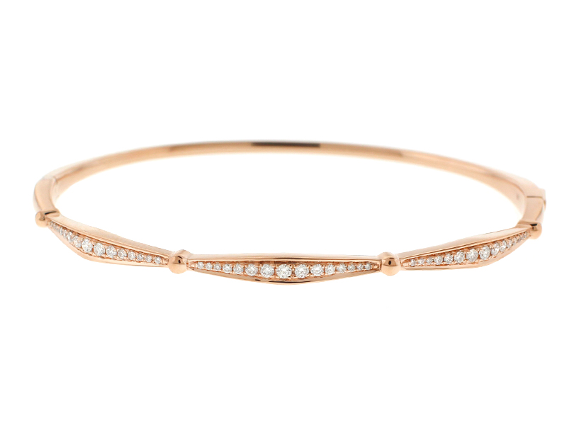 14k Rose Gold Bangle with Graduating Diamonds